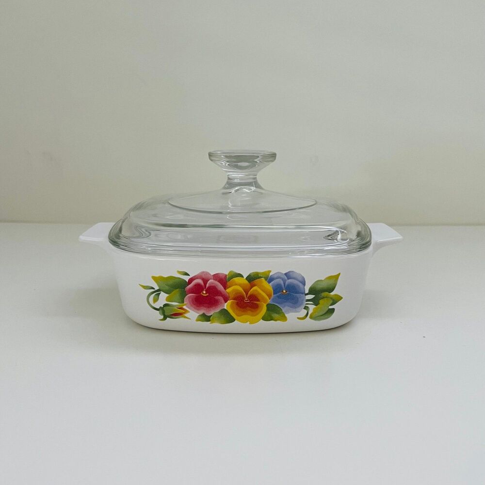 CORNING WARE Summer Blush Floral Casserole Dish A-1-B 1L With Glass Lid